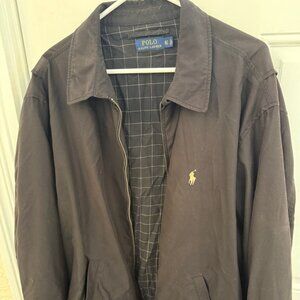Polo Ralph Lauren XLT Tall Black Casual Jacket with Plaid Lining